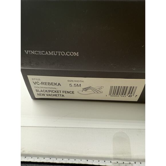 VINCE CAMUTO Rebeka Tassel Slingback Thong Sandal 5 1/2 Black & White Lthr NIB - Picture 8 of 10